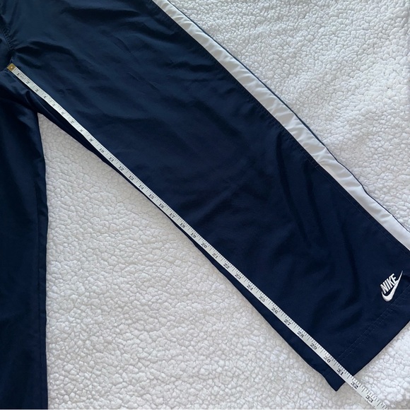 NIKE track pants ankle zipper navy white stripe drawstring elastic waist mens L - Picture 8 of 12